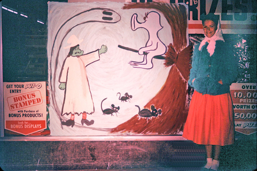 Halloween window design, tempera paint